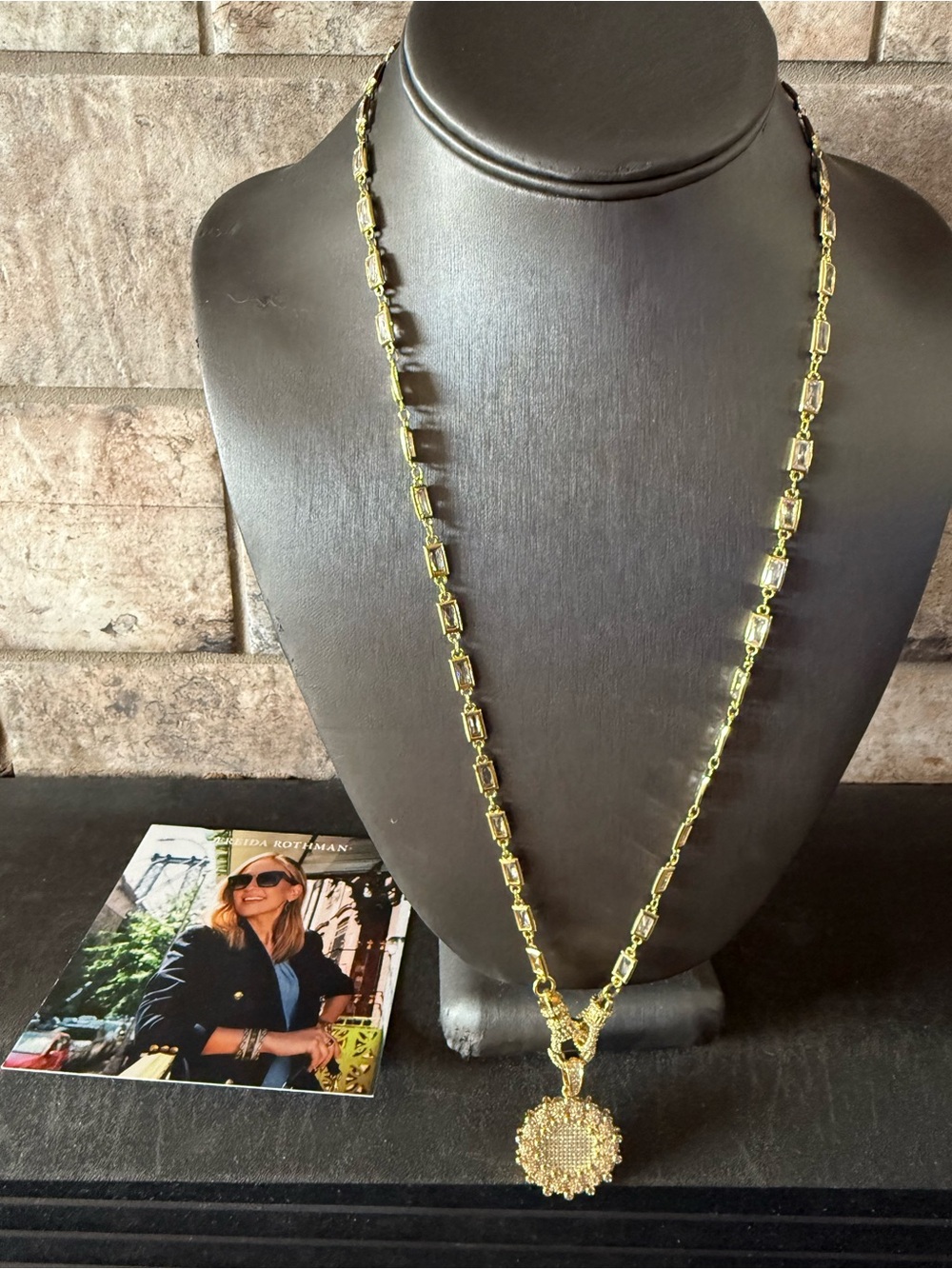 Freida Rothman Gold Sunburst Pendant Necklace